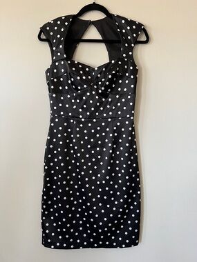 White House Black Market Black and White Polka Dot Sheath Dress